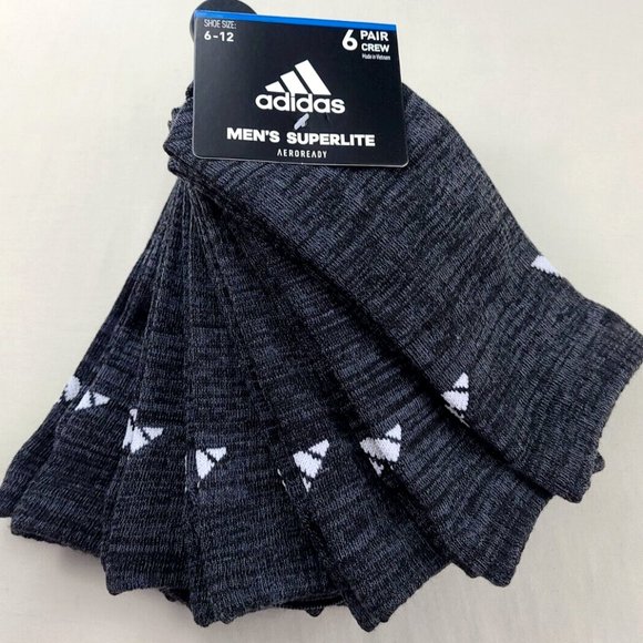 adidas Underwear & Socks Adidas Mens Crew Socks 6 Pack 62 Black